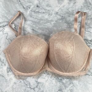 Victoria's Secret Lace Lined Bra with Scalloped Edges - Metalic Baby Pink